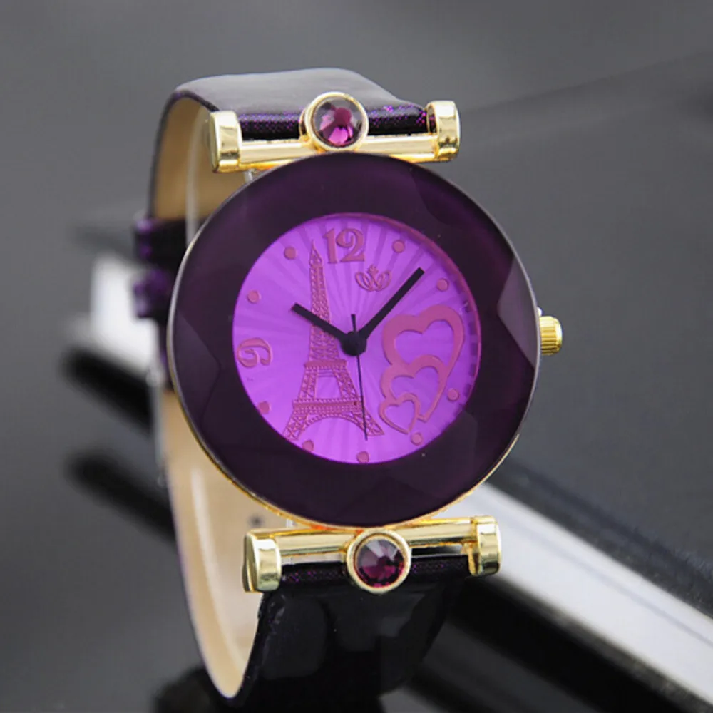 

Fashion Twelve Spires Love Eiffel Tower Diamond Insert Women's Digital Quartz Crystal Diamond Watch Gift relogio feminino 40Q