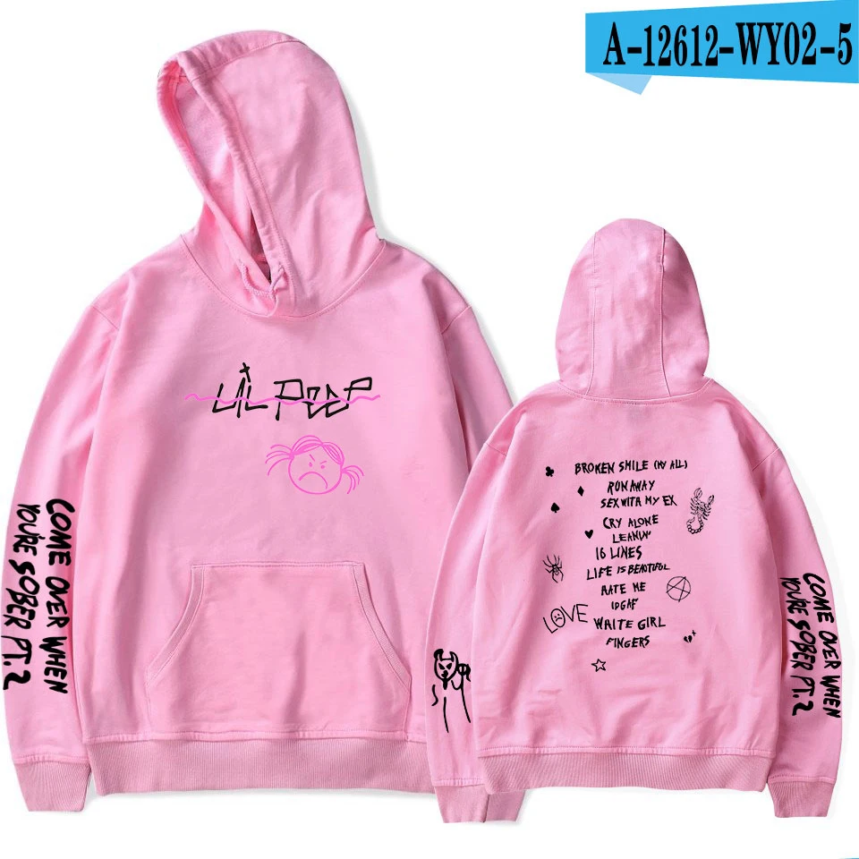 New lil peep Hoodie Men and Women Fans Sweatshirt Hoodies Sweatshirts Long Sleeve Print Hip Hop lil peep Boy Casual Clothes - Цвет: pink