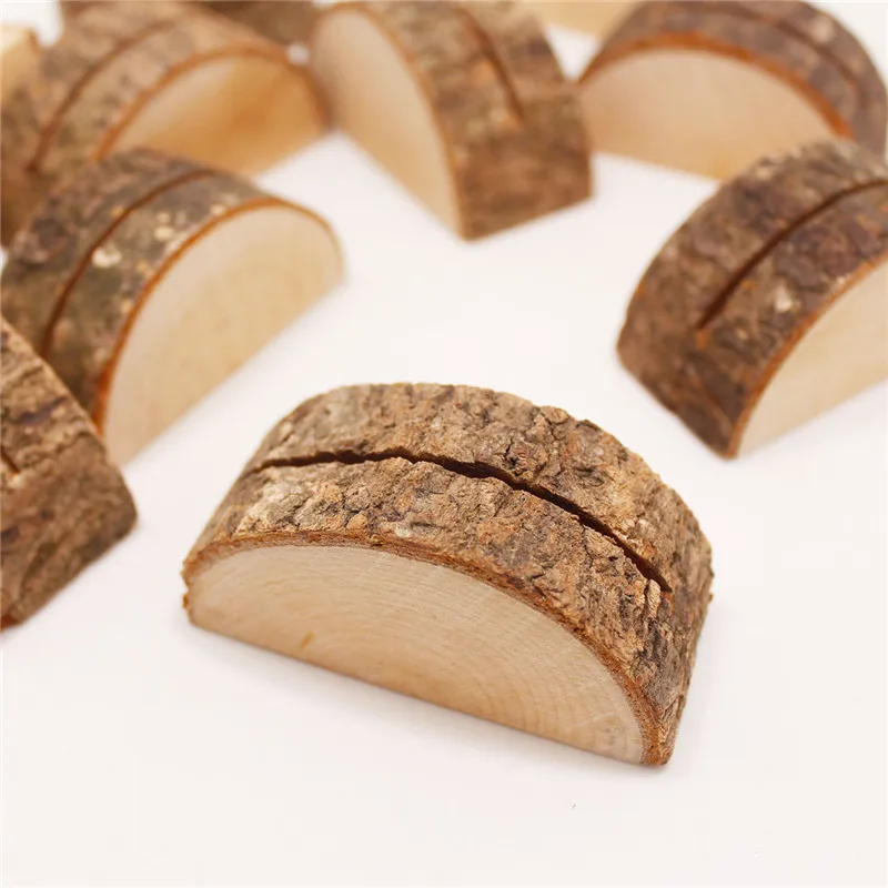 1pcs/lot Photo Holder Tree Stump with Leather Woodiness Clip Wood Photo Holder Table Holders Creative Decorative office family