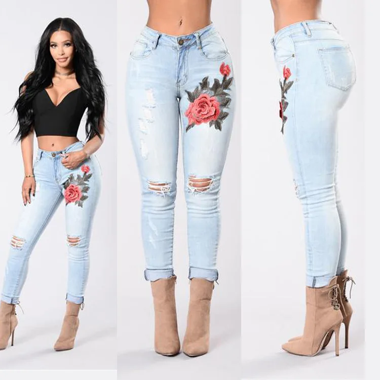 Embroidery Jeans Woman High Waist Jeans Denim Ladies Pencil Pants Stretch Jeans Femme Jeans Elastic Pants Plus Size Embroidery Jeans Woman High Waist Jeans Denim Ladies Pencil Pants Stretch Jeans Femme Jeans Elastic Pants Plus Size