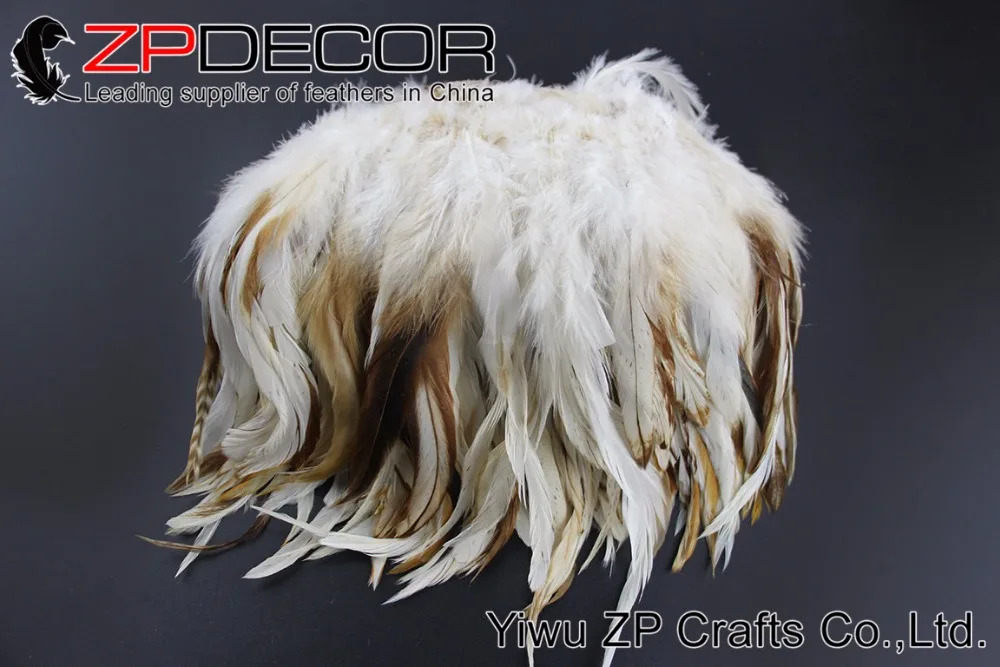 NATURAL BEIGE Strung Rooster Schlappen Feathers (2)