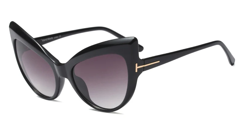 XYKGR Ретро кошачий глаз солнцезащитные очки женские фирменный дизайн большая оправа черные солнцезащитные очки женские негабаритные сексуальные солнцезащитные очки UV400 - Цвет линз: C1