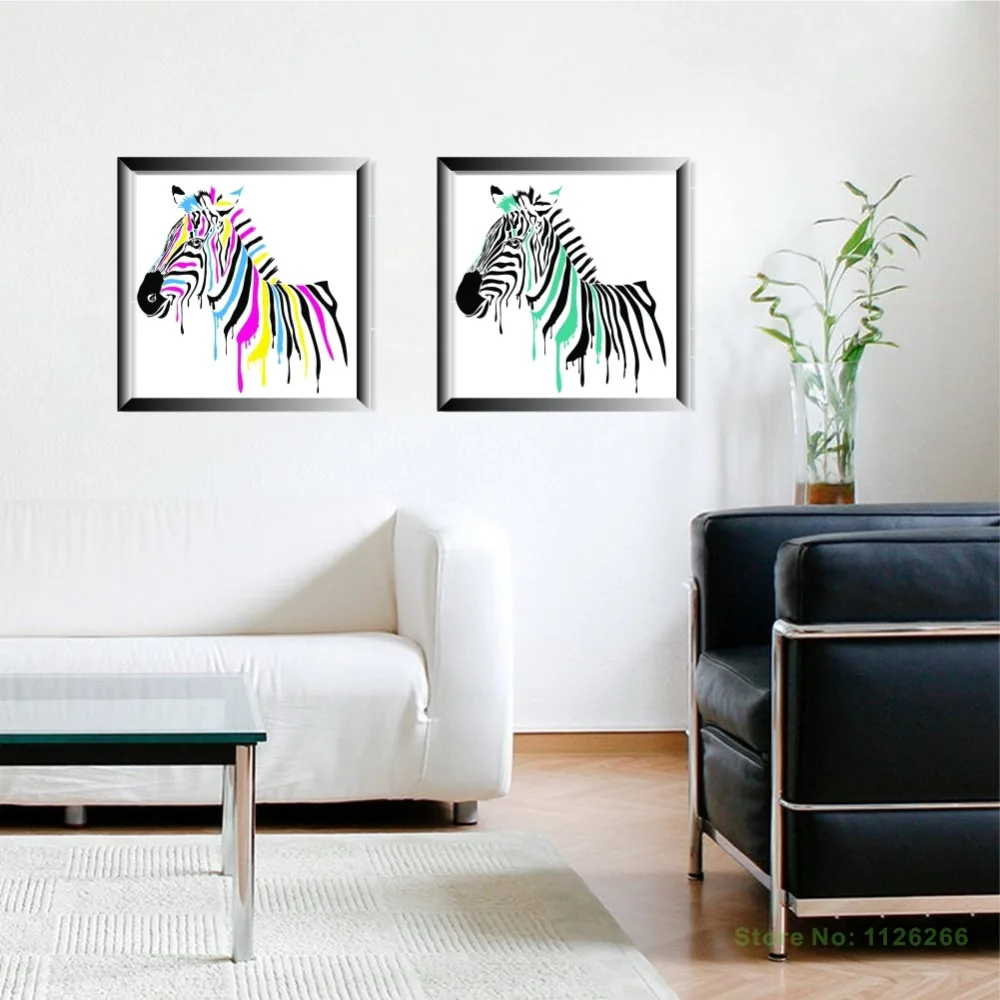 Toko Online Abstrak Zebra Dekoratif Kanvas Lukisan Dinding Gambar