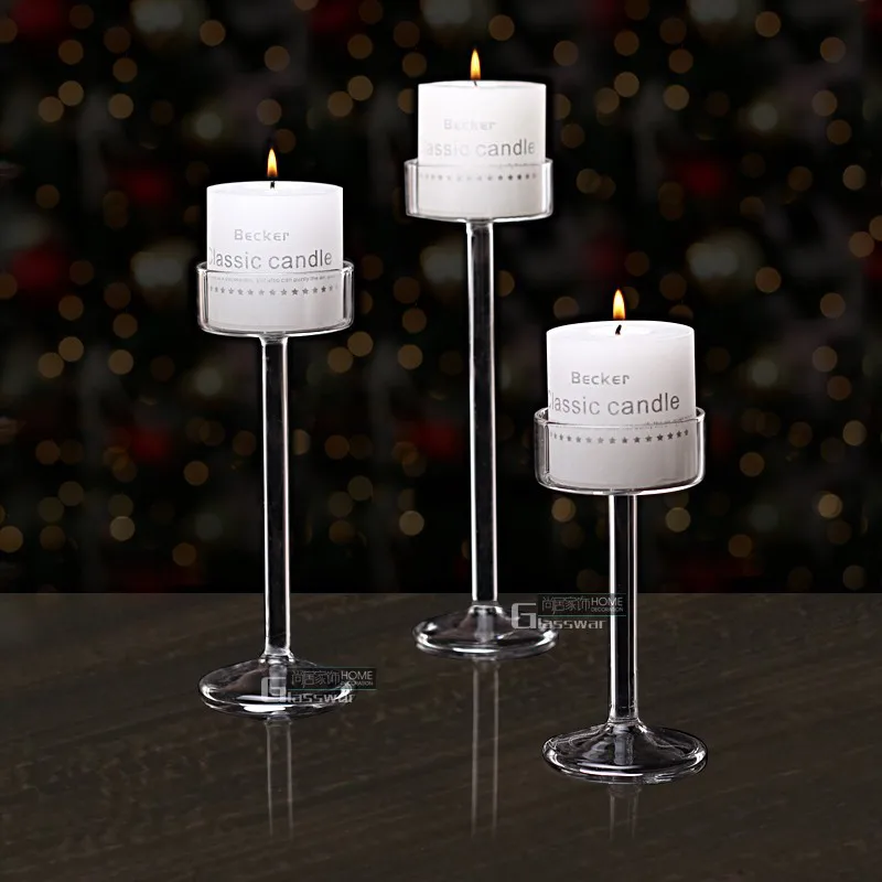 New Style 2021 Classic Glass Candle Holder Wedding Bar Party Home Decor Decoration Fashion Candlestick Goblet Tall Candlesticks