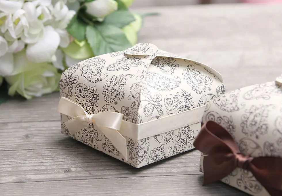 Горошек зеленый цветок розовый Пейсли бумажная коробка для украшения бумажные пакеты для конфет Свадебная коробочка для сладостей украшения выпечки