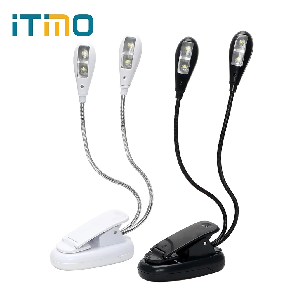 

ITimo Super Bright USB Charging Book Light Piano Music Stand Book Light Table Lamp Dual Arms Clip-on 4LEDs