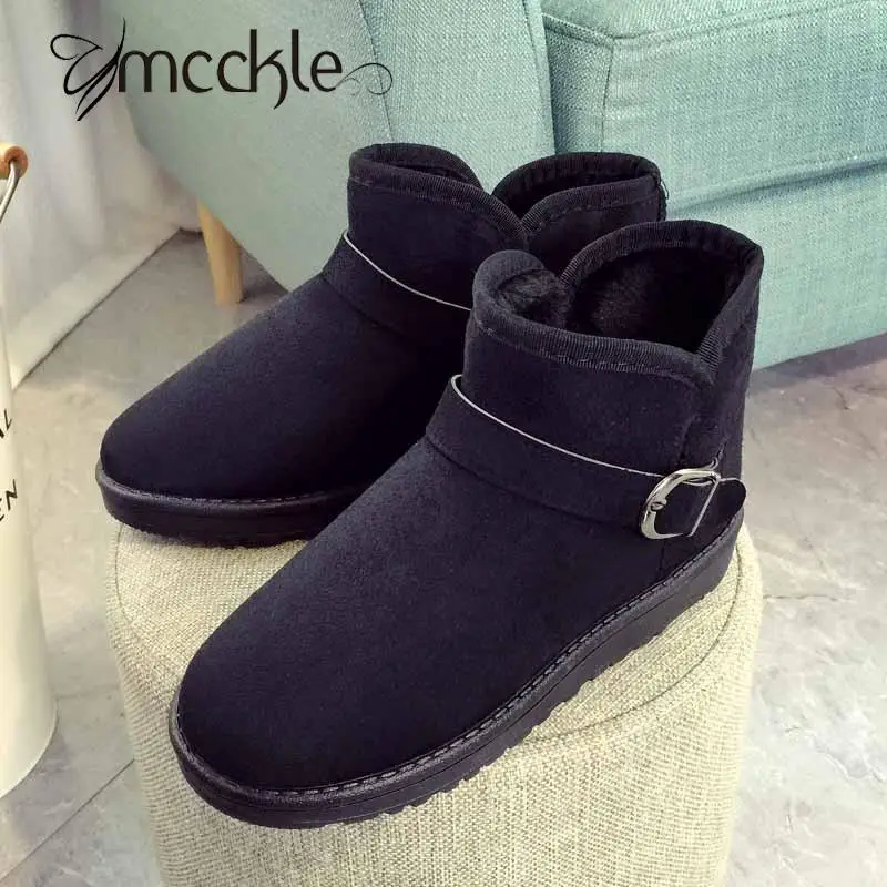 

Fashion Women Buckle Snow Boots Comfortable Platform Ankle Boot 2016 Winter Female Suede Warm Casual Slip On Flats Shoes Zapatos