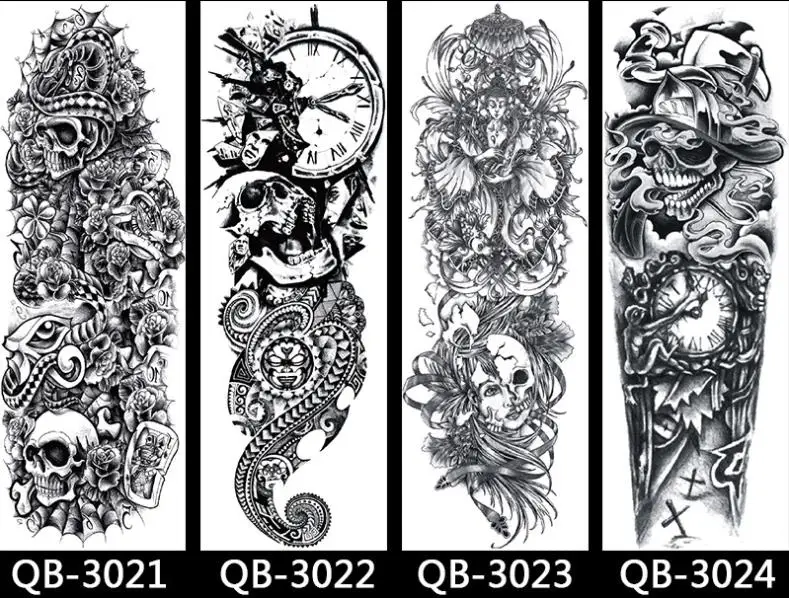 166 стиль полные руки татуировки рукава 3D рисунок черепа Дракон Тигр конструкции боди эластичной повязкой Чулки татуировки для мужчин и