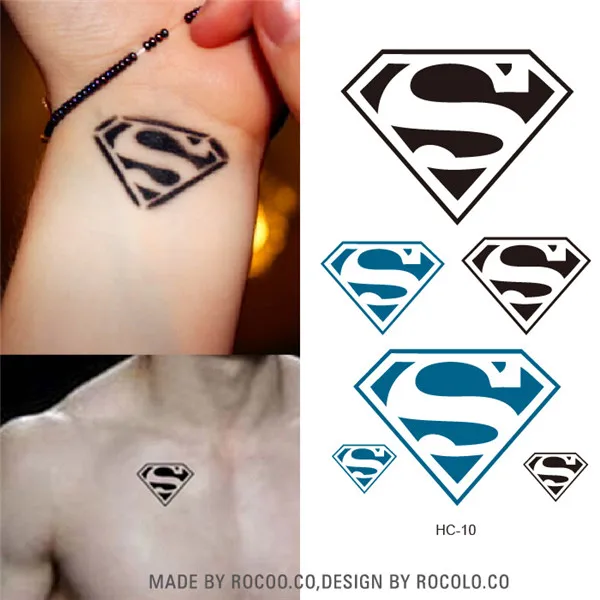 HC1010, новинка, черные и синие Временные татуировки Супермена, наклейки, водонепроницаемые, боди-арт, сексуальные Поддельные татуировки