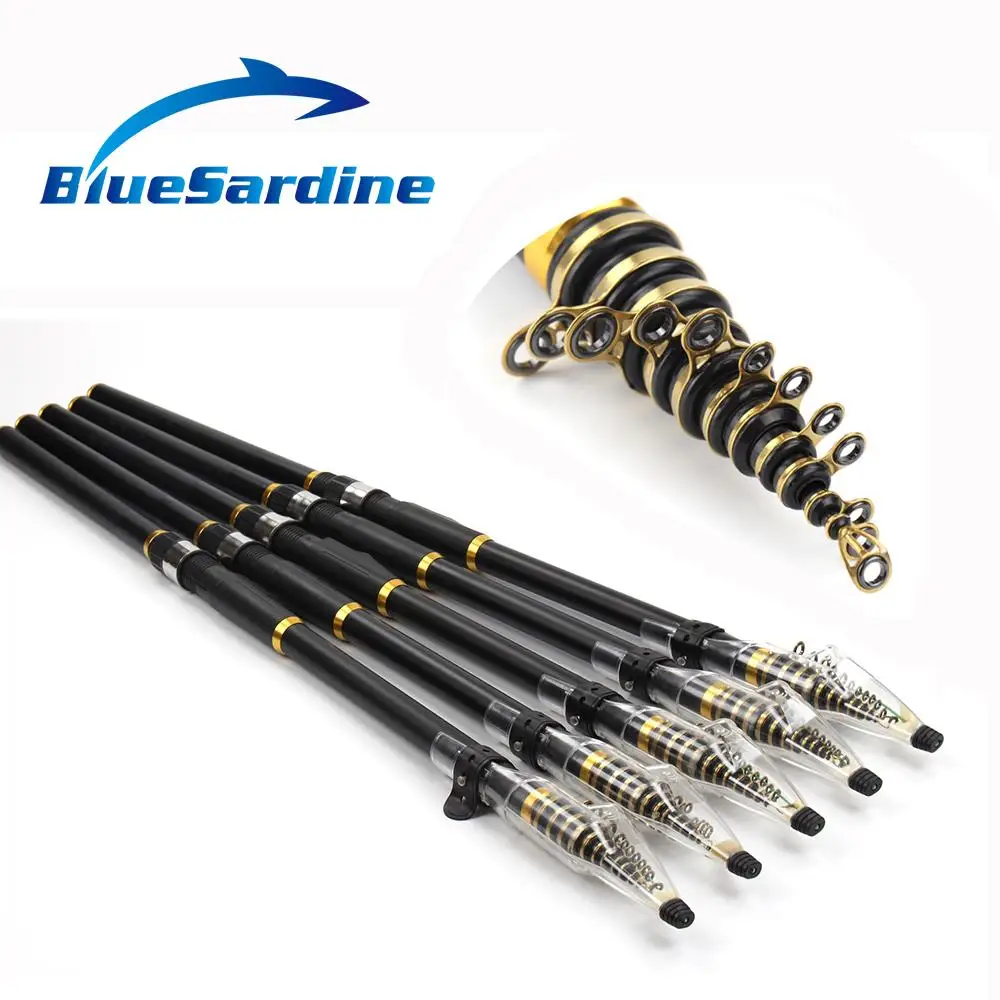 Новая телескопическая удочка BlueSardine карбоновое спиннинговое удилище для