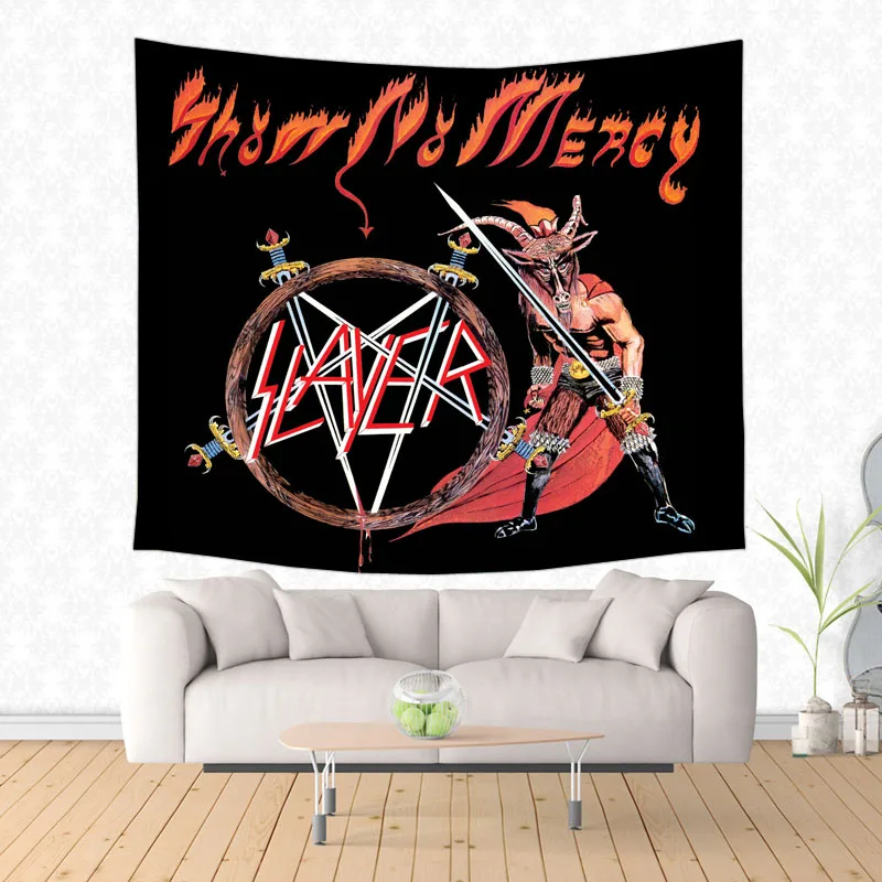 Slayer Pattern Polyester Tapestry Beach Yoga Picnic Mat Travel Throw Blanket Custom Bed Sheet Home Decor | Дом и сад