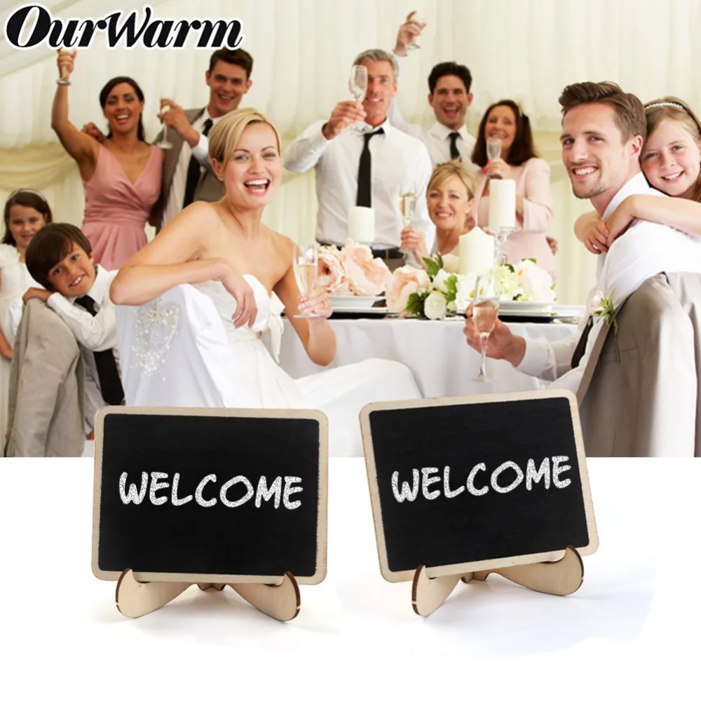 

OurWarm 10Pcs Wedding Party Welcome Chalkboard Guest Table Number Holder Sign Wedding Communion Souvenir Table Decoration