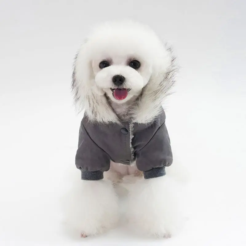 Домашняя собака теплая одежда куртки с плюшевые шапки однотонные уличные спортивные пальто для щенка осень зима пальто для домашних любимцев собак Зимний поставки