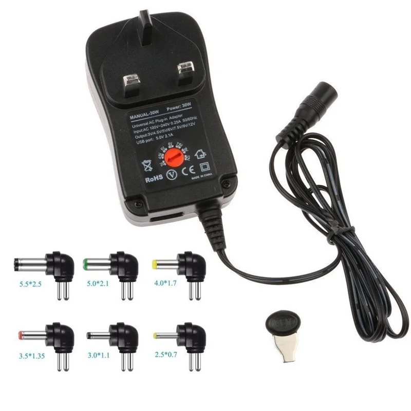 

3-12V 2.1A Multi-function AC/DC Power Adapter Adjustable Voltage Charger with USB Interface for LED Strip Camera Mobile Phone