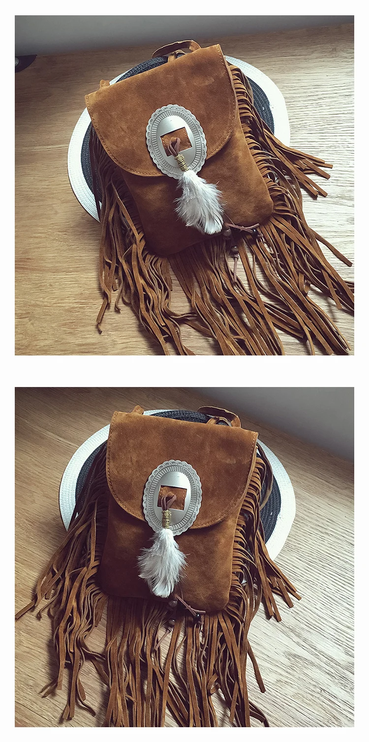 Female Small suede Bag Brown Beaded Feathers Hippie American Indian Tribal Bohemian Boho Chic Ibiza Style Pouch Bag (11)