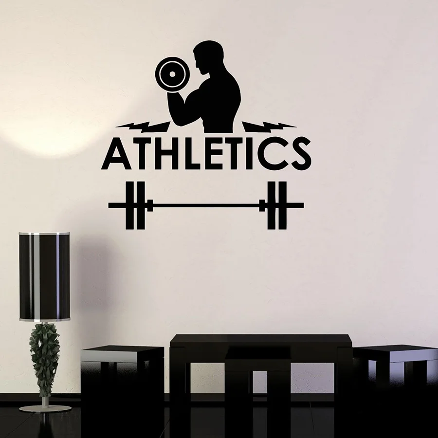 Vinyl Decal Athletics Sports Fitness Motivation Gym Wall Stickers Mural Removable Pattern Decals Home Decor Boys Room D327 | Дом и сад