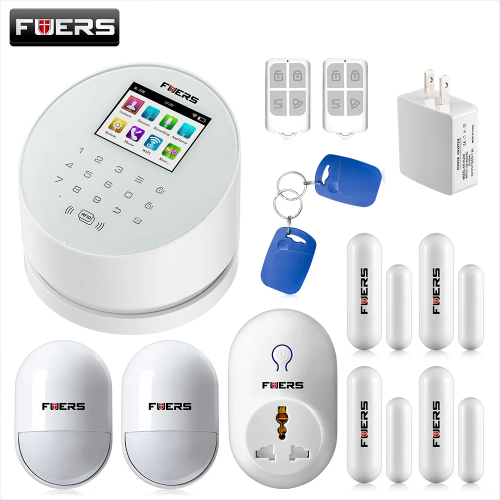 FUERS W2 2,4 дюйма Экран WiFi GSM PSTN сигнализации Системы безопасности rfid-карты Disalarm детектор движения умный дом сигнализация Системы