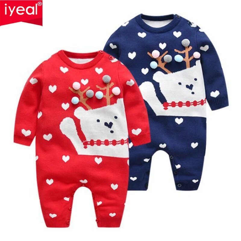 

IYEAL Infant Newborn Baby Boy Girls Spring Autumn Romper Cotton Cartoon Long Sleeve Sweaters Knitted Jumpsuits
