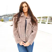 CX-G-T-04A Мода г. зимние короткие дизайн плюшевый медведь стрижки овец ягненка пальто