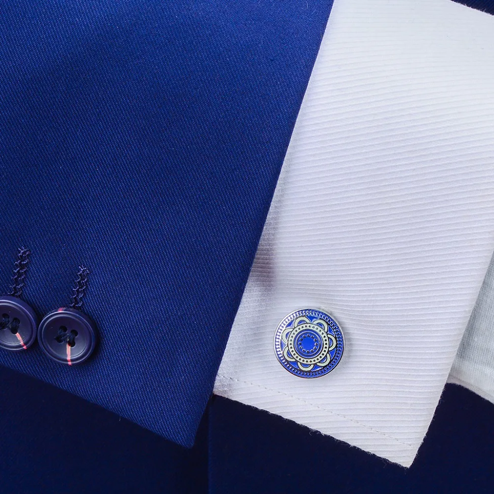 SAVOYSHI эмаль высокого качества узор Запонки мужские круглые синие красные Цветочная манжета звенья бренд мужской костюм запонки на рубашку Аксессуары