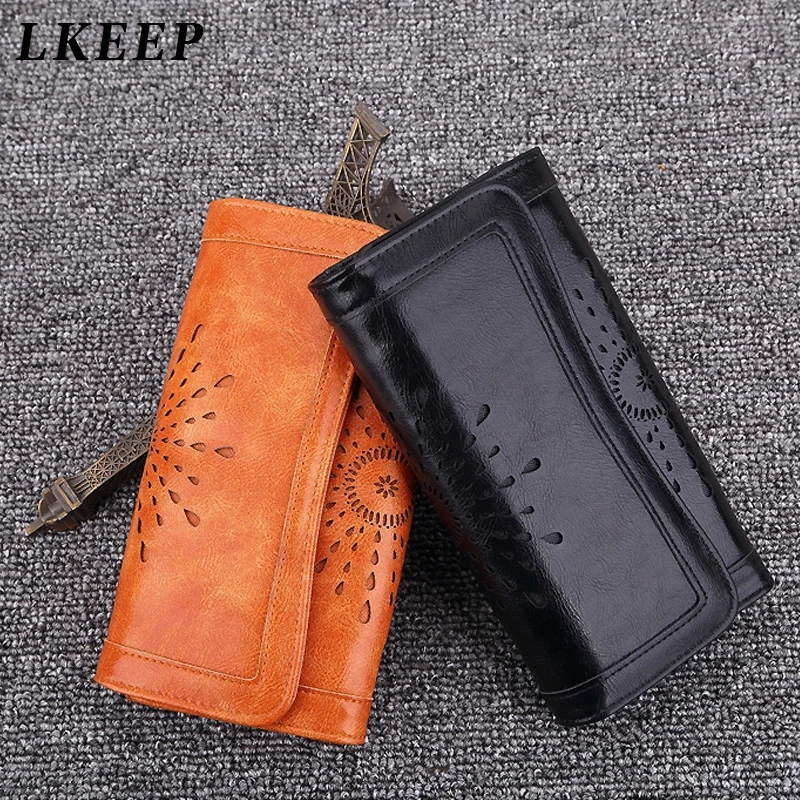 Женский Длинный кошелек Portefeuille Femme с полой складной сумкой для монет 2019|Кошельки|