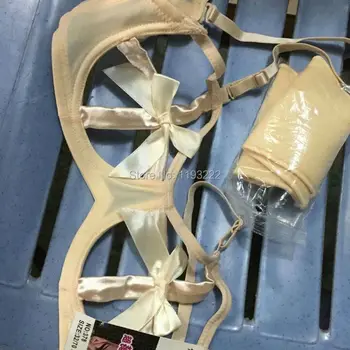 

Pinup See Though Lingerie Sexy Thin Underwired 3/4 Cup Bra Bandage Chest Caged Bra with Big Bow Ribbon Cut Out Cross Bralette