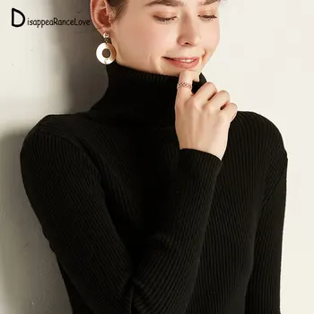 

Disappearancelove 2019 women turtleneck knitted loose sweater oversized warm thick long sleeve pullovers female casual chic tops