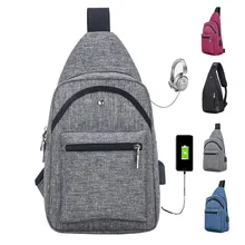 Грудь сумка мужская холст USB зарядка через плечо Повседневная Диагональ посылка многофункциональная сумка 3 вида цветов Выберите