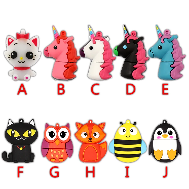 

USB Flash Drive Super hero Unicorn Pen drive 32G Pendrive Horse Memory key 128G USB Stick cat owl fox bee penguin 4G 8G 16G 64GB