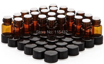 

500PCS/LOT 2ML Amber Mini Glass Bottle, 2CC Amber Sample Vial,Small Essential Oil Bottle with Orifice Reducer and cap
