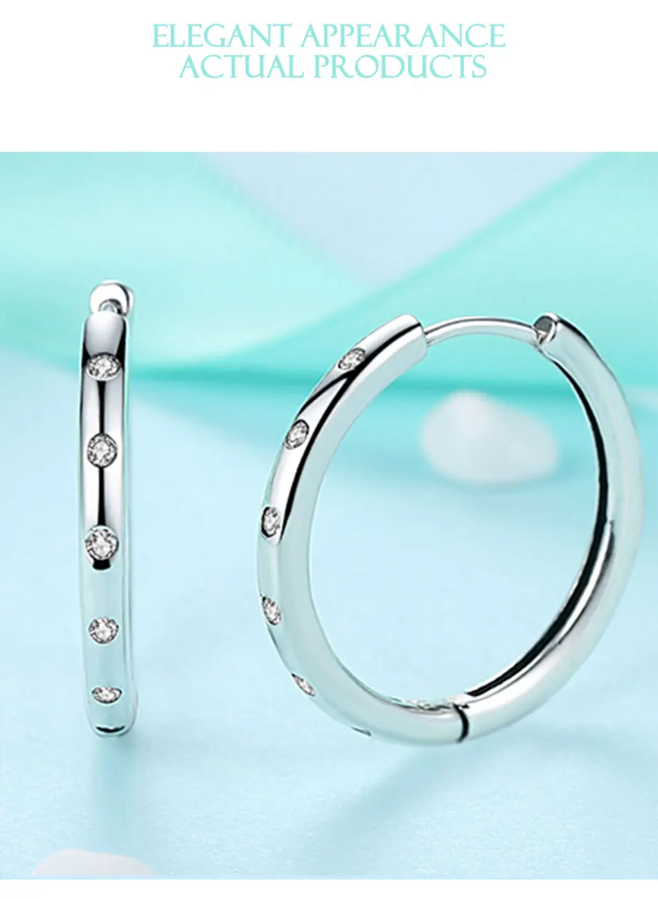 Стерлингового серебра 925 серьги-гвоздики навсегда круглые хрустальные CZ серьги-гвоздики для женщин модные серебряные ювелирные изделия