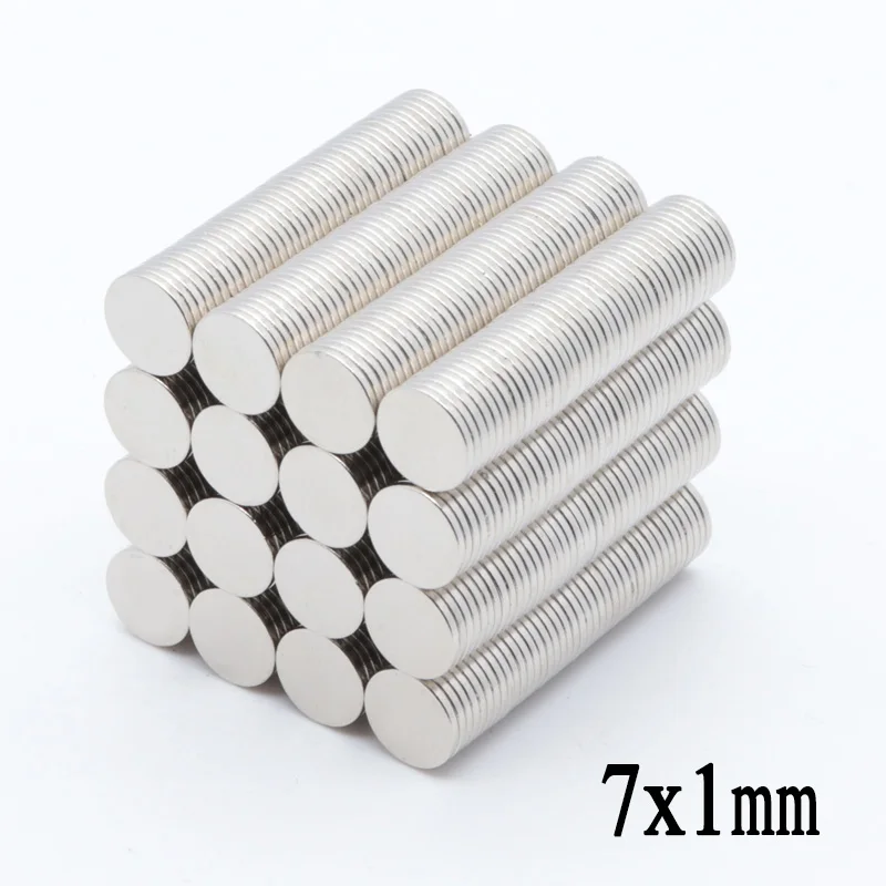 

500 piece 7mm x 1mm neodymium magnet mini small disc magnetic material NdFeB magnet magnet magnetic strong magnetic 7X1mm