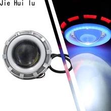 Car Double LED COB Angel Eyes Headlight Lens Mini Projector Angel Demon Eyes DRL Motorcycle Lamp Retrofit Motorbike For Harley