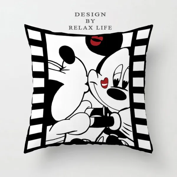 Disney Black and Cream Red Mickey Minnie Mouse Cushion Cover Sofa Decorative Pillowcases for Bed Couch 45x45cm no Filling - Цвет: A