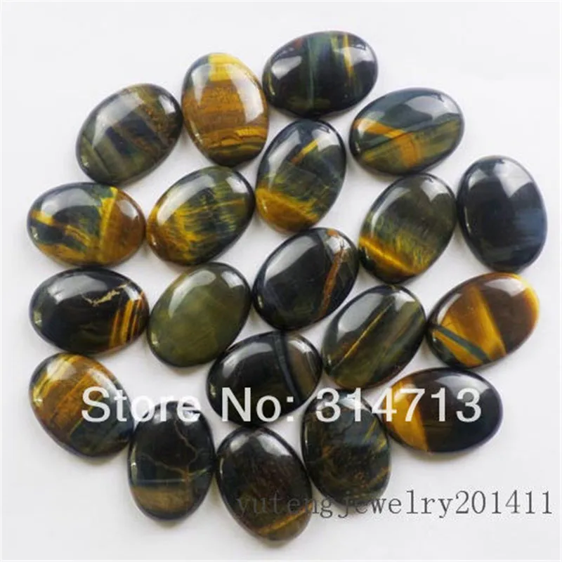 

20Pcs Beautiful Tiger Eye Gem Oval CAB CABOCHON 25x18x6mm D0076570