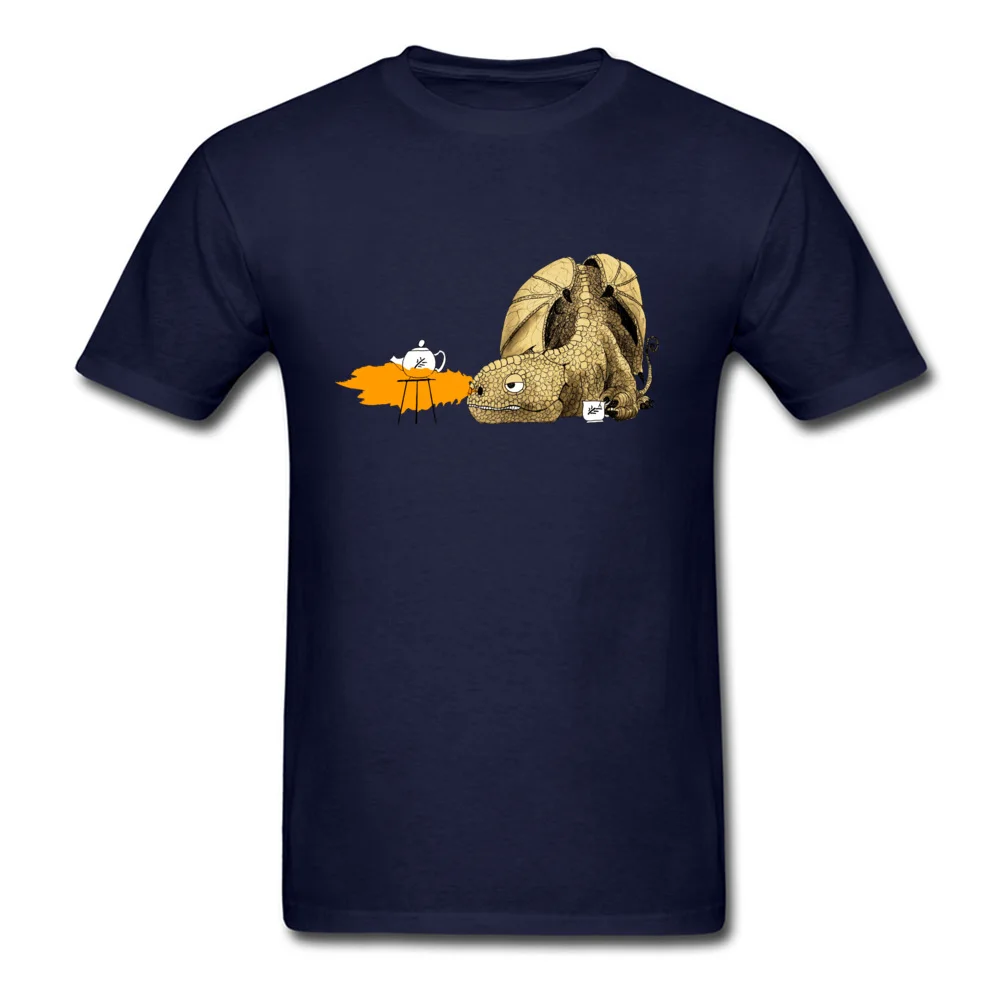  Male T-shirts Dragon making Tea Casual Tops Shirts Cotton Fabric O-Neck Short Sleeve Geek Tee Shirt Summer/Autumn Dragon making Tea navy