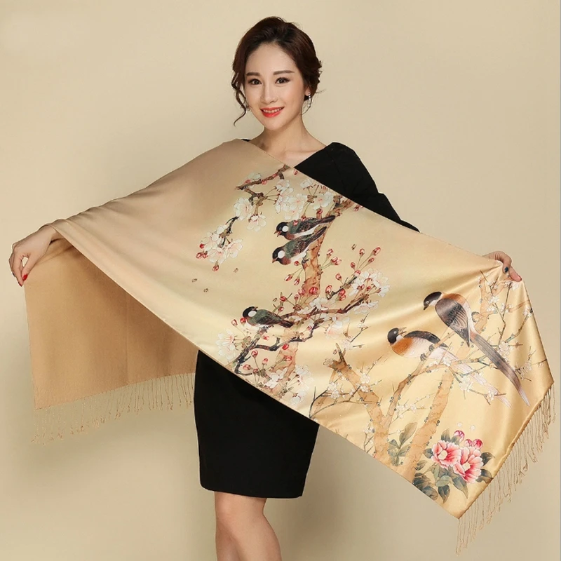 

Luxury Brand silk scarf Long Soft Scarf Women Winter Brushed Shawls bandanaFemale Silk Scarf Quality Print hijab wrap