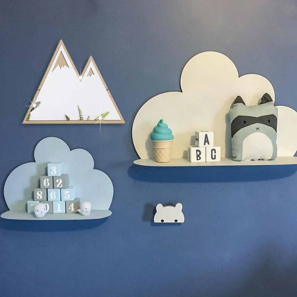 Nordic 3D зеркало настенное Стикеры Mountain сделай сам, виниловый Арт Наклейка Сменные водонепроницаемые обои для малыша Спальня домашний декор гостиной