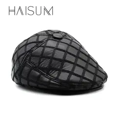 Haisum Для мужчин/Дамские туфли из pu искусственной кожи, шапки женские шапки черный, снаружи улицы унисекс в стиле пэчворк теплые козырек