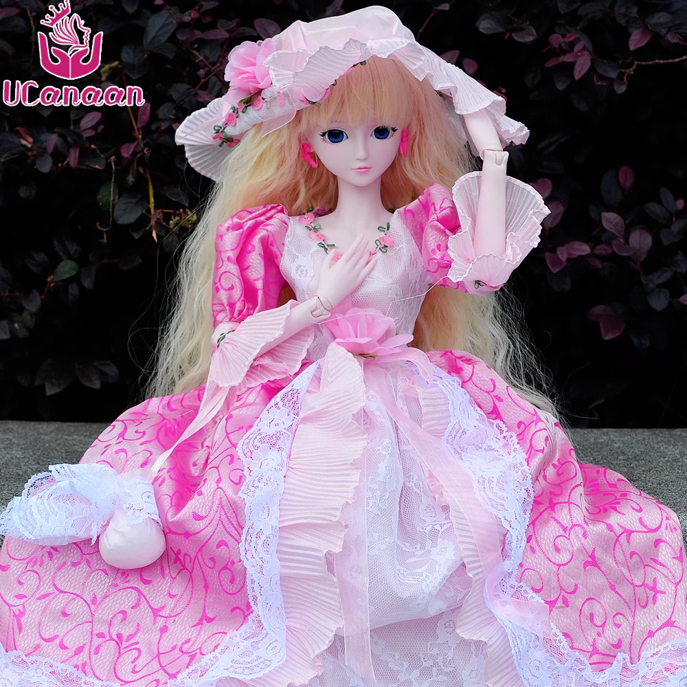 

UCanaan 1/3 Girls Dolls 19 Ball Joints SD BJD Doll With Outfit Dress Shoes Wigs Free Makeup Girls Dressup Doll For Colloection