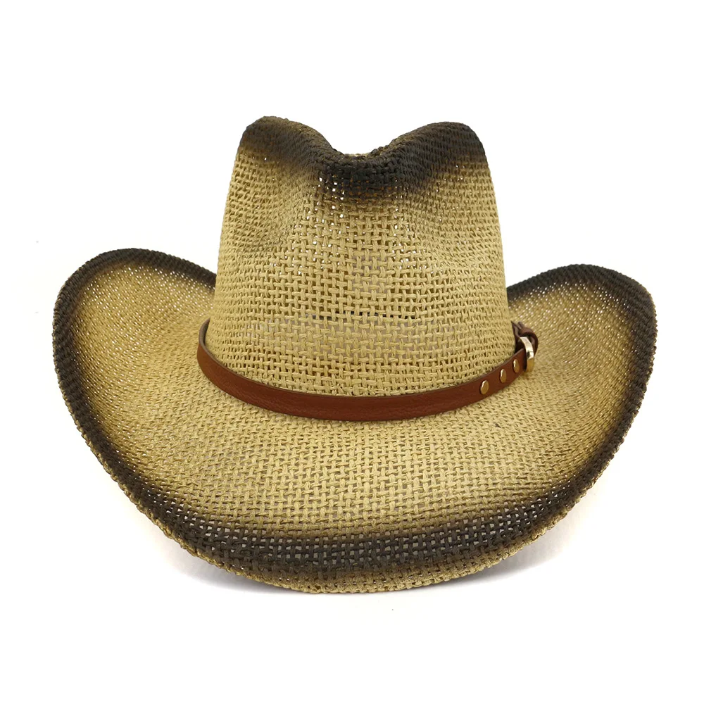 Sun Hat Man Summer Cowbay  Panama Straw Casual Beach Wide Brim Outdoor Cap Accessory (3)