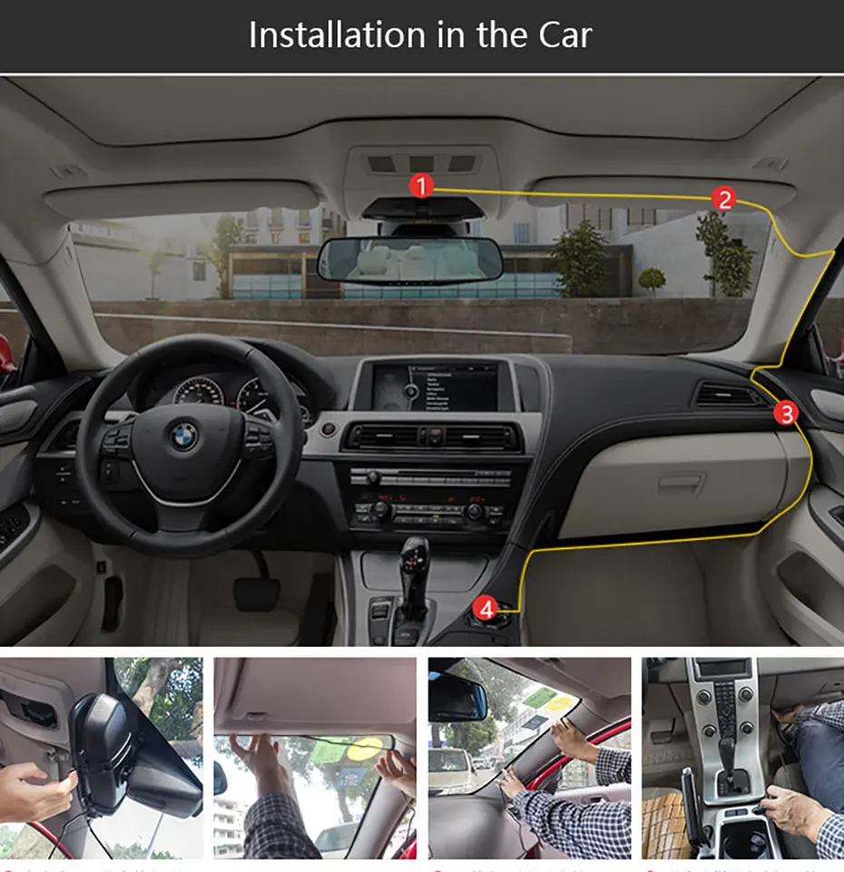 Olysine 4,3 ''зеркало заднего вида, Автомобильный видеорегистратор, камера Full HD 1080 P, видеорегистратор, Автомобильный видеорегистратор с двумя объективами, регистратор с ИК задней камерой