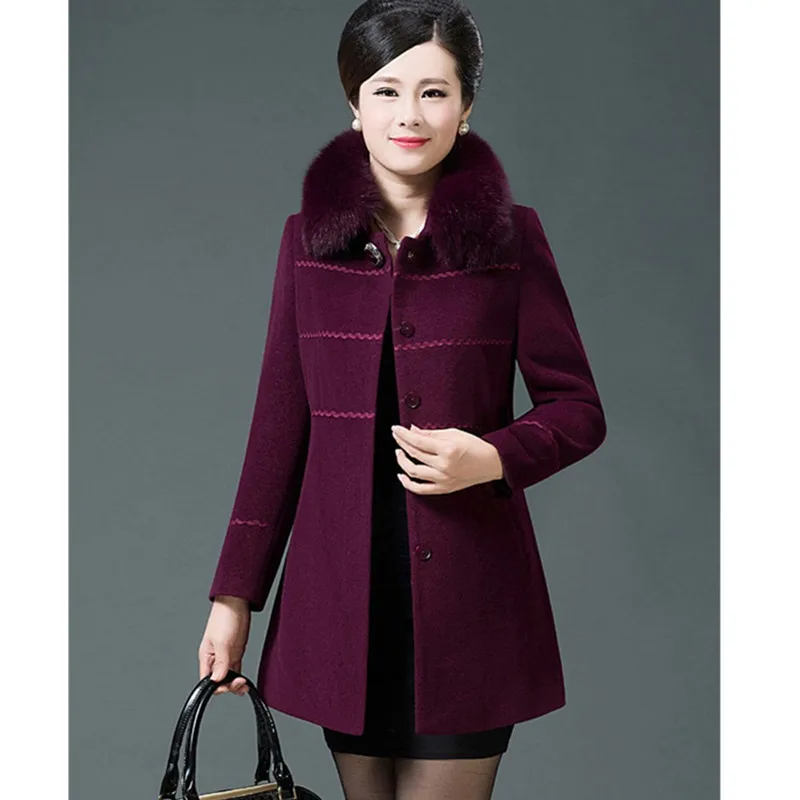 Manteaux Uhytgf Coréen Veste De Manteau D'hiver Purple Dark Pour 2018 Laine Wine Taille Femmes La Dames Plus 241 Femme Casual Longue red Automne 6qCIOqgrn5