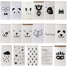 Canvas Storage Bag Large Cartoon Heavy Kraft Paper Bag Children Room Organizer Bag Patterns Laundry Pouch for Baby Toy Clothings
