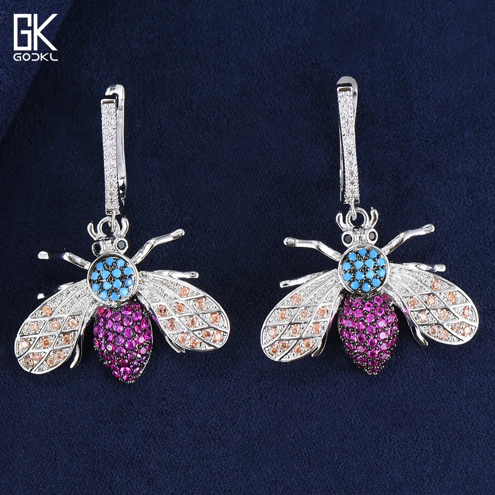 

GODKI Personality Insect Cubic Zirconia Circle Hoop Earrings For Women Wedding Fashion Jewelry Trendy Party Retro Hoop Earrings