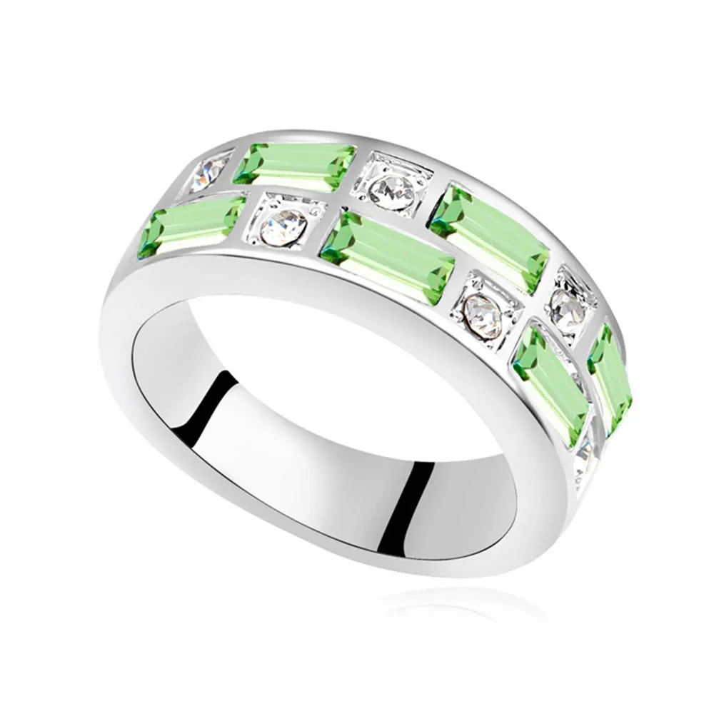 Горячая Распродажа повседневные квадратные очаровательные кольца для пальцев вечерние с кристаллами от SWAROVSKI Рождественский подарок - Цвет основного камня: Peridot