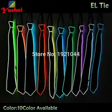 10 style Fashion GLowing wedding EL wire Neck tie stripe LED Neon Making Fashion Accessories men necktie For Party Decoration