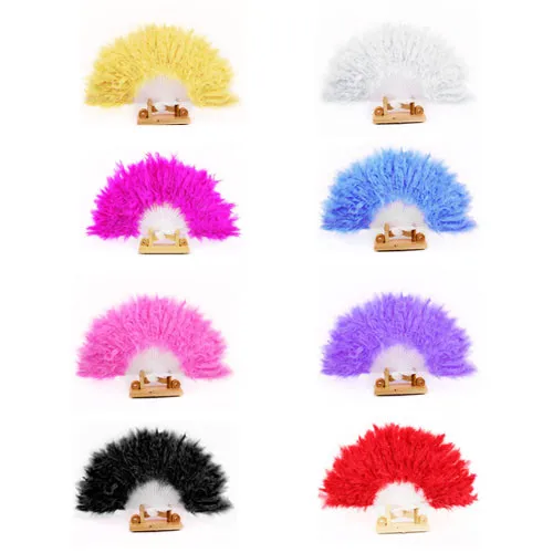 1PCS Beautiful high quality fluffy feather hand fan dance stage show props wedding party feather fan decoration abanicos de mano