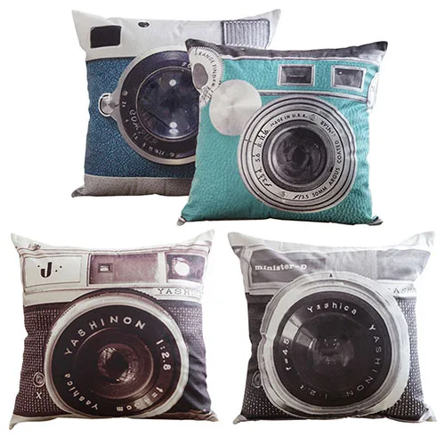 Retro Camera Home Decorative Linen Cotton Blended Cushion Throw Pillow Case | Дом и сад