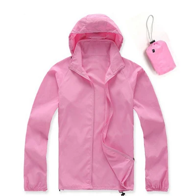 Мужские и женские быстросохнущие куртки для кемпинга, походные мужские и женские куртки, водонепроницаемые отражающие ультрафиолетовое излучение покрытия, уличная спортивная брендовая одежда HJ001 - Цвет: Pink